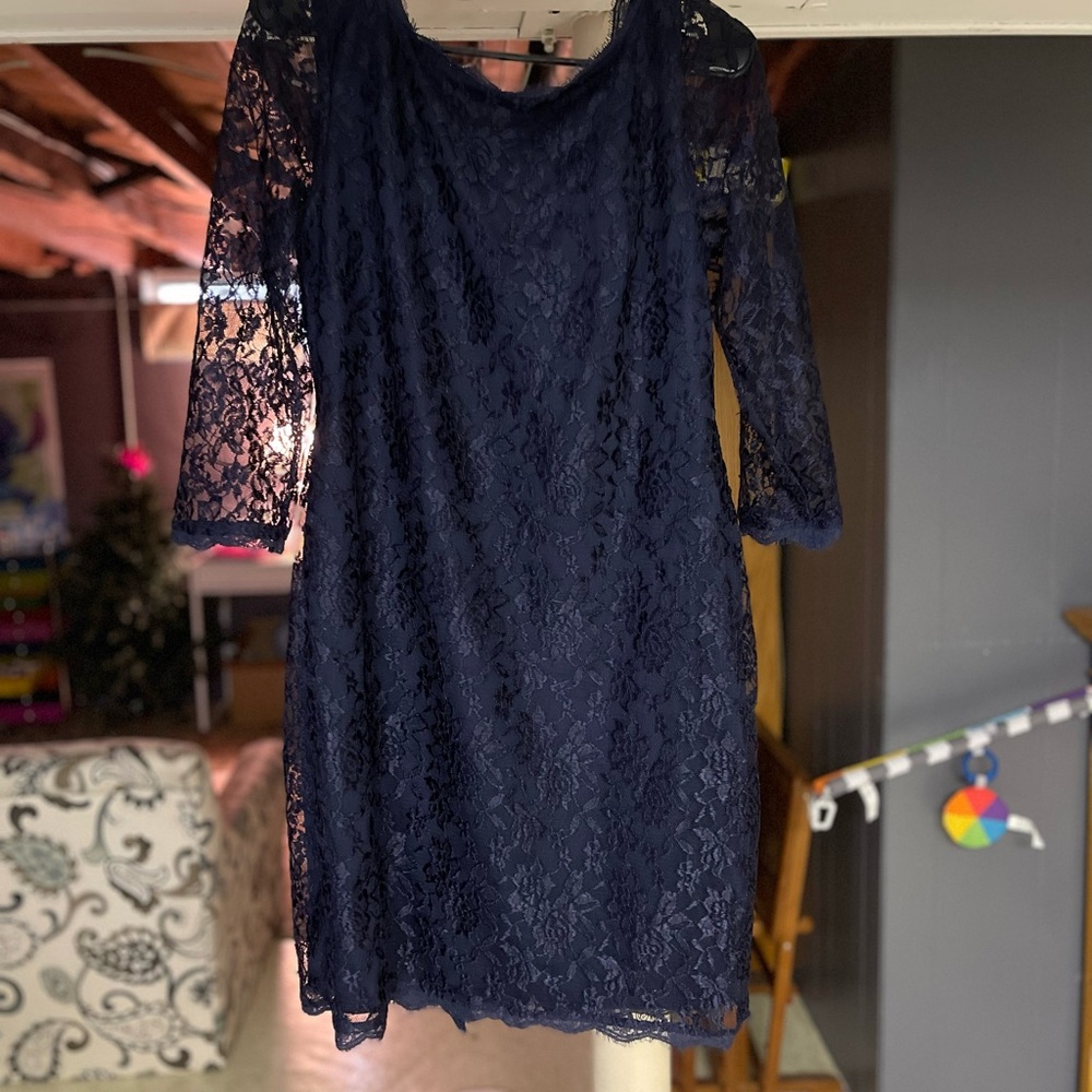 Elegant Navy Lace Dress